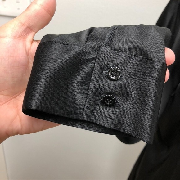 Christian Dior Silk Tie Neck Blouse Top Womens 12 Black Old Money Designer - Picture 5 of 13